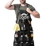 Bramble - Men’s BBQ Chef Apron with Multi-Functional Pockets and Chef Hat - Waterproof Utility Apron, Funny BBQ Cooking Grilling Chef Gift, for Dad Husband Boyfriend at Birthday Garden Party