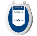 Mayfair 8100SL 000 Collins Slow Close Toilet Seat That Will Never Loosen, with Super Grip Bumpers, Round, Long Lasting Solid Plastic, White