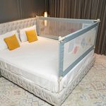 Kids Station Comfy Baby Safety Bed Rail - Foldable - Portable Bed Rail Safeguard Fence with 28 Adjustable Height 2.6ft or 80cm - 6.6ftx6ft or 200x180cm (2 Sides, Grey, with Pocket)