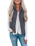 Rapbin Faux Fur Gilet for Women Winter Outdoor Body Warmer Running Jacket Women Solid Color Lightweight Cozy Waistcoat Vest with Pockets(Dark Gray,M)