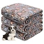 Awaytail 3 Pack Pet Dog Blanket Fluffy Fleece Soft and Cute Warm Paw Print Blanket Washable for Cats Puppy