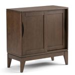 Simpli Home Harper Solid Hardwood Low Storage Cabinet, Walnut Brown