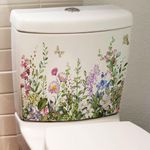 Green Plant Leaves Flowers Toilet Stickers Self-Adhesive Bathroom Wall Sticker Green Leaf Floral Toilet Lid Decals DIY Removable Waterproof Toilet Sticker Lid Decals