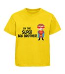 beyondsome Boys I'm The Super Big Brother Superhero T-Shirt Kids T Shirt Children Gift, Yellow/Black Text, 7-8 Years