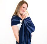 Ring Sling Baby Carrier - 100% Organic Cotton - Baby Wrap - Comfortable and Adjustable - Holds up to 15.8 kg (Size 2, Azur)