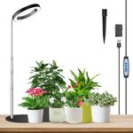 Aokrean Grow Lights, Full Spectrum Plant Light for Indoor Plants, 2 in 1 Design 6.3in Desktop Growing Lamp with Auto Timer for 6/12/16Hrs,3 Optional Spectrums,5 Brightness,Height Adjustable 9.8"-37.4"