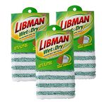 Libman Wet & Dry Microfiber Mop Refills | Dust Mop for Hardwood Floors | Wall Mop | Mops for Floor Cleaning | 3 Total Microfiber Mop Pads Included 10.5 in. x 6.5 in, Green & White