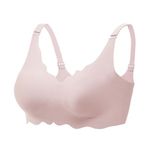 Angelhood Wavy Wireless Bras for Women Seamless Bra Ultimate Comfort Bralette No Underwire Bras with Bra Extenders, Medium Pink