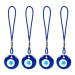 WEBEEDY 4Pcs Blue Evil Eye Glass Hanging Pendant Car Charm Ornament Turkish Greek Amulet for Good Luck and Protection