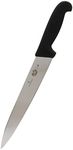 Victorinox Fibrox Handle Slicing Knife - Stainless Steel Slicing Knife with Pointed Tip Straight Edge, Black, 25 Cm, Swiss Made