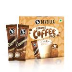 Bevzilla 48 Instant Coffee Powder Sachets (Coconut) - 96 Grams| Hot & Cold Coffee| Makes 48 Cups| 100% Arabica Coffee| Strong Coffee| Easy To Carry| Best Coffee| Espresso, Latte, Cappuccino