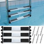 Therwen Stainless Steel Pool Ladder Steps Replacement 1.9 Inch Non Slip Swimming Pool Ladder Rung Step with Bolts Swim Stairs Steps Pedal for Above Ground Inground Pools (3 Set)