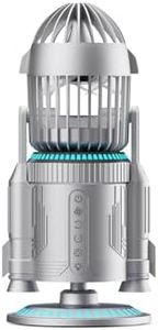 LAMJIE Rocket Desk Fan with Mist Humidifier, 5000mAh Portable Cordless Table Fan, RGB Gaming Room Decor, 180° Auto-Oscillating & Tilt, Quiet Personal Cooling for Office, Bedroom & Gifting (Silver)