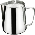 Milk Frothing Pitcher-Measurement on the Inside, Frothing pitcher, Coffee Pitcher Perfect for Espresso Machines, Stainless Steel Milk Frother Cup for Latte Art(12oz/350ml).