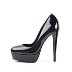 GENSHUO Sexy Black Platform Heels Pumps Women's High Heels Stilettos Slip on Dress Party Wedding Prom Heel Stilettos Pumps Size 10