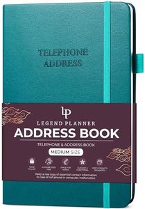 Legend Planner Address Book with Alphabetical Tabs – Telephone Address Book for Phone Numbers, Addresses, Email Contacts, Passwords & Important Dates – Medium Size, 5.2x7.7″, Hardcover Dark Teal