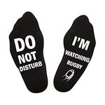 FABSELLER Do Not Disturb I'm Watching Rugby Socks Funny Cotton Socks Gift for Men Women Game Lovers Casual Socks