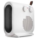 VonHaus Fan Heater 2KW – Portable Electric Lightweight Heater for Home/Office, Use in Any Room – Adjustable Thermostat, Carry Strap, Overheat Protection, Can be Placed Upright or Flat – White