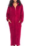 Alexander Del Rossa Women's Zip Up Fleece Robe, Warm Fitted Bathrobe, Small Burgundy (A0307BRGSM)