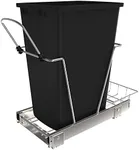 Rev-A-Shelf Pullout Trash Can for Under Kitchen Cabinets 35 Qt 12 Gallon Garbage Waste Recyling Bin with Full Extension Slides, Black, RV-12KD-18C S