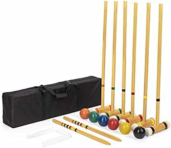 Crown Sporting Goods Six Player Deluxe Croquet Set with Sturdy Black Carrying Bag