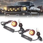 Xprite White Amber LED Hideaway Strobe Lights Kit, Emergency Caution Hazard Warning Flashing Light Bulb for Grille Headlight Taillight Surface Mount, Construction Vehicles Tow Trucks ATV UTV Cars 2PCS