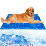 Extra Large Dog Cooling Mat, Non-Toxic Gel Cooling Pad for People Dogs Cat and Pets,Pet Self Cooling Pad Cushions Bed Sofa in Summer (Blue, 43.3x27.6inch/110x70cm)