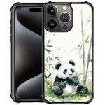 ZHEGAILIAN Compatible with iPhone 16 Pro Max Case,Pandas Chew Bamboo Case for iPhone 16 Pro Max for Women Girls,Anti-Slip Drop Protection with Soft TPU Bumper Case for iPhone 16 Pro Max