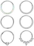 Kakonia 316L Surgical Steel Hinged Nose Rings Hoop 16G 18G Septum Rings for Women Men Clicker Cartilage Earrings Daith Helix Hoop Tragus Conch Piercing Jewelry 8mm 10mm