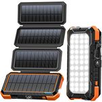 BLAVOR Solar Power Bank 20000mAh Portable Solar Charger Outdoor Solar Panel Power Bank PD 18W Fast Charging with Foldable Solar Panels Mobile Phone Power Banks for Camping USB Solar Power