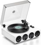 1 BY ONE Bluetooth All-in-One Turntable, High Fidelity Belt Drive Record Player, Magnetic Cartridge AT-3600L, White