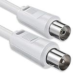 Antenna cable 1,5 meters 2x shielded coax plug > coax socket coax white St-Ku 75db