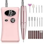 Electric Nail Drill, Urbuti 35000RPM Professional Nail Drill Machine, Portable Rechargeable File Machine Set for Acrylic Gel Nails, Manicure Pedicure Tools for Home and Salon Use(Pink)