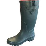 Onlineshoe Flat Wide Calf Wellie Wellington Festival Rain Boots - Assorted Colours 7 Green/Red