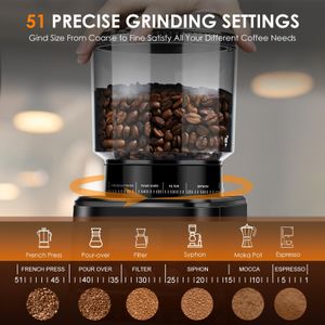 Homtone Conical Burr Coffee Grinder – Adjustable Grind Settings
