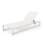 Christopher Knight Home Jerome Outdoor Aluminum Chaise Lounge with Mesh Seating, White