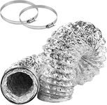 TOSAMZOO Dryer Vent Hose 4 Inch Non-Insulated Flex Air Aluminum Foil Ducting for HVAC Ventilation with 2 Clamps, Silver (5 Feet)