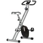 SPORTNOW Folding Exercise Bike, Quiet Stationary Bike with 8-Level Magnetic Resistance, Heart-Rate Sensor, Adjustable Seat and Wheels for Home Gym Workout, Black and Grey