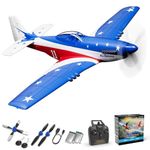 VOLANTEXRC Remote Control Plane, 4-CH RC Plane Ready to Fly P51 Mustang Radio Controlled Airplane for Adults and Beginners with Xpilot Stabilization System, One Key Aerobatic (761-5)