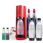 SodaStream Terra Sparkling Water Maker Bundle (Red), with CO2, DWS Bottles, and Bubly Drops Flavors