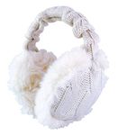 HEAT HOLDERS - Ladies Winter Warm Knitted Ear Muffs | Faux Fur | Cold Weather (One Size, Cream)