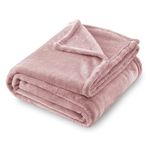 SOCHOW Flannel Fleece Blanket Throw Size, All Season Lightweight Super Soft Cozy Blanket for Bed or Couch, Dusty Pink, 50x60 inches