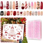 Beauty Advent Calendar 2024, Fake Nail Advent Calendar 2024 with 24PCS Press On Nails and 24PCS Jelly Gel, Christmas Press on Nails for Women Girls