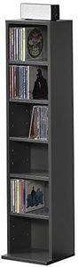 [en.casa] Étagère CD Tour CD/DVD Rangement Stockage 6 Surfaces de Stockage 90 x 20 x 20 cm MDF Mélaminé Gris foncé