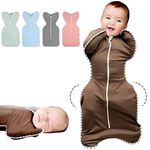 NARUTOO Baby Swaddle Sack, Multi-Color Newborn Boy or Girl Adjustable Sleep Sack Breathable Soft Premium Cotton Suit for Kids Aged 0-3 Months (Brown)