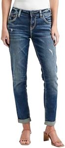 Silver Jeans Co. Jeans da donna argento Jeans Girlfriend Jean, Lavaggio marmo medio, 30W / 29L