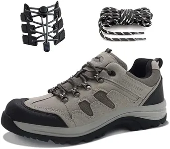 CC-Los Men's Waterproof Hiking Shoes Lace-Free Lightweight & Breathable No Tie Outdoor Work Shoes Grey Size 8.5 New Upgrade