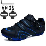 NGARY Mountain Bike Cycling Shoes for Men/Women, Non-Slip Breathable MTB Bike Shoes Compatible with SPD 2 Bolts Pedals with Delta, Riding Racing Sneakers,Black Blue,10.5