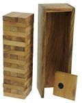 Namesakes® Topple tower - table top dinner party game for adults and kids - Wooden block stacking challenge - Fun family entertainment - Gift ideas for Christmas.