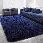 Naseeb Handmade Extra Soft Fluffy Carpet with 2 inch Pile Size 4x6 feet Carpet for Livingroom Bedroom Hall ,Enteryway Colour Blue.